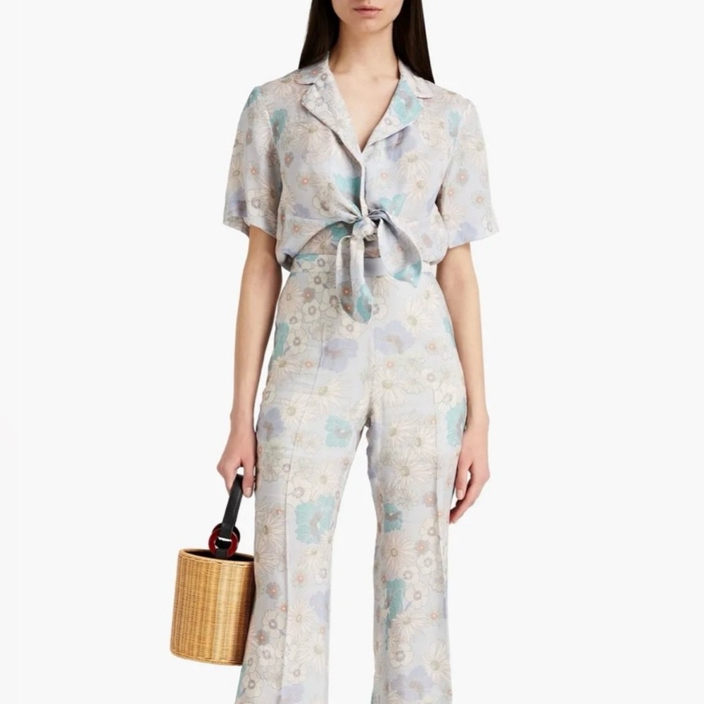 Mirabelle knotted floral-print woven shirt : Size XS/0